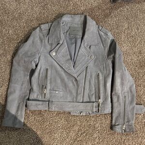 Blank NYC Light Grey Suede Moto Jacket